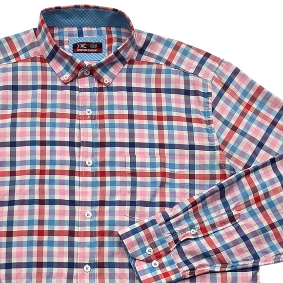 Johnston & Murphy Other - Johnston & Murphy XC4 Extreme Comfort Shirt Button Down Red Blue Plaid Mens XL